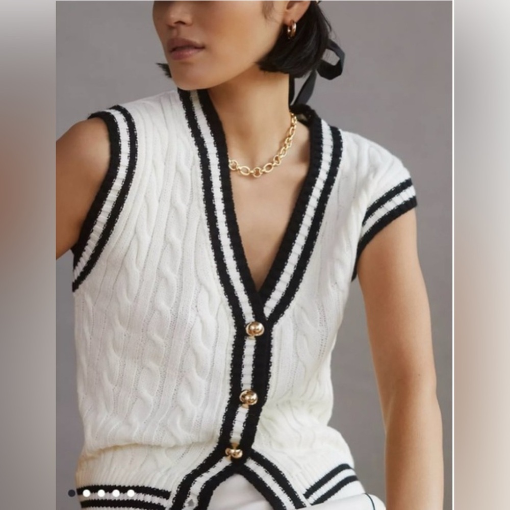 Maeve By Anthropologie Button down Cable Knit Sweater Vest, Size M